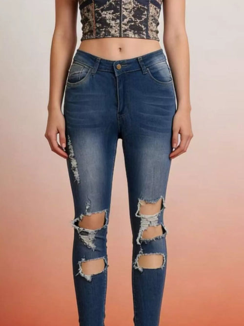 Distressed High Waist Jeans
