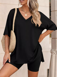The Willa V-Neck Short Set – V-neckline close-up
