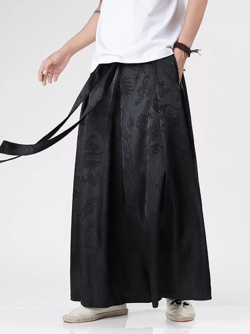 Men's Plus Size Dragon Pattern Wide Leg Pants