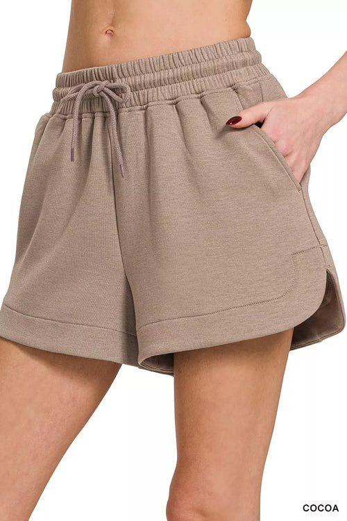 Zenana Scuba Elastic Waistband Shorts With Pocket