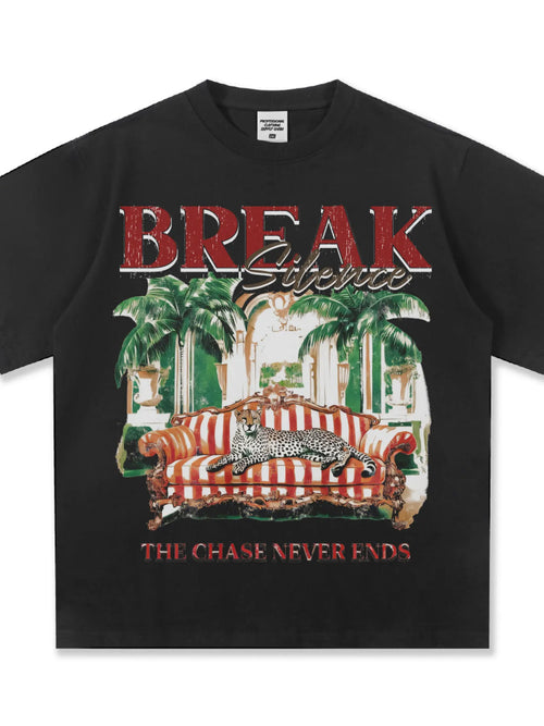 Men's BREAK SILENCE Graphic Round Neck Oversized T-Shirt