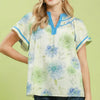 Umgee Floral Flutter Sleeve Blouse