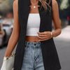 Sleeveless Notch Collar Longline Vest Coat