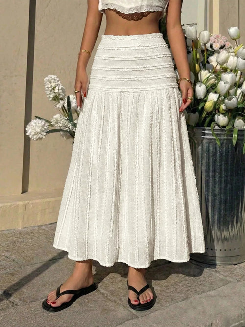 Textured A-Line Midi Skirt