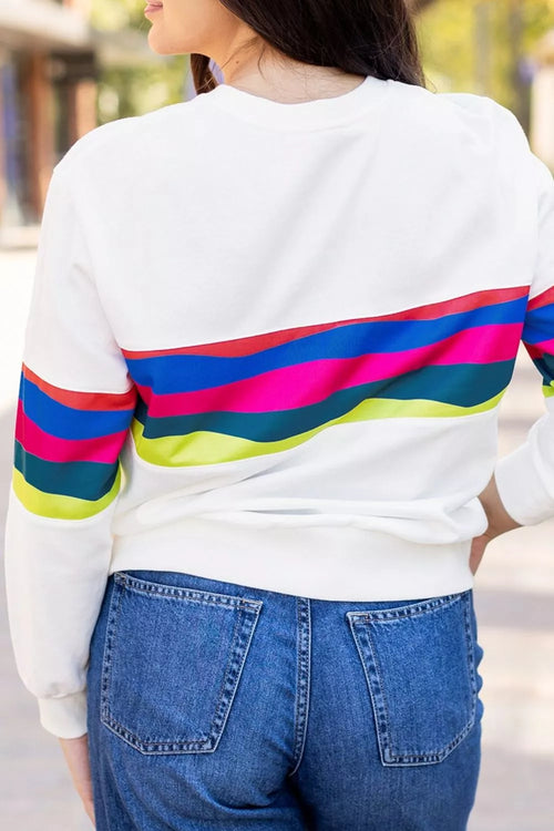 Contrast Striped Round Neck Top