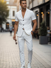Men's button-up shirt and matching pants set, plus size
