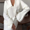 Button Down Long Sleeve Cardigan and Skirt Knit Set