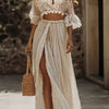 Lace Crop Top and Slit Maxi Skirt Set