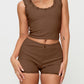 Scoop Neck Wide Strap Top and Shorts Set