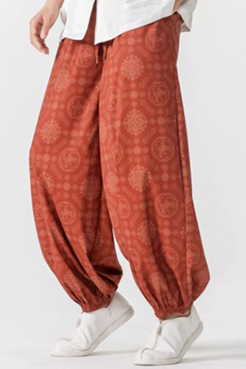 Men's Plus Size Printed Loose Fit Harem Pants