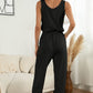 Drawstring Waist Round Neck Jogger Jumpsuit