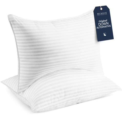 Beckham Hotel Collection Bed Pillows Standard / Queen Size Set of 2 - Original Down Alternative Pillow for Sleeping - Bedding for Back, Stomach or Side Sleepers