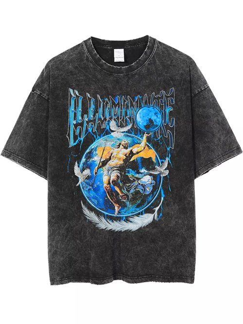 Men's Vintage Graphic Round Neck Oversized T-Shirt