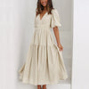 Tiered Surplice Half Sleeve Midi Dress