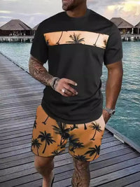 The Waikiki Palm Tee Set – palm tree print tee and shorts set, view 7