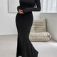 Devine Backless Round Neck Long Sleeve Maxi Dress