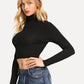 Backless Turtleneck Long Sleeve T-Shirt