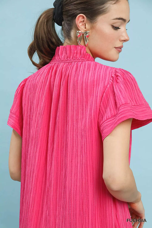 Umgee Flutter Sleeve V-Neck Shift Dress