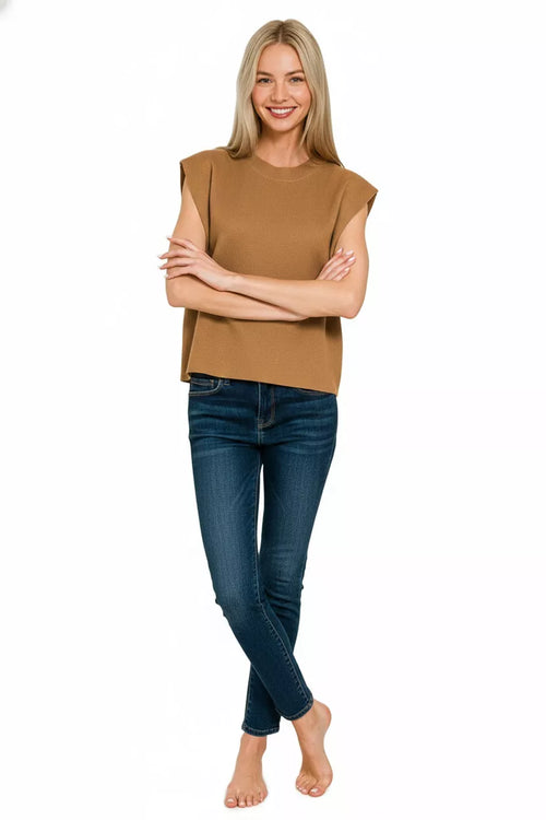 Zenana Round Neck Viscose Sweater Vest