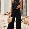 Round Neck Tank and Wide Leg Pants Set