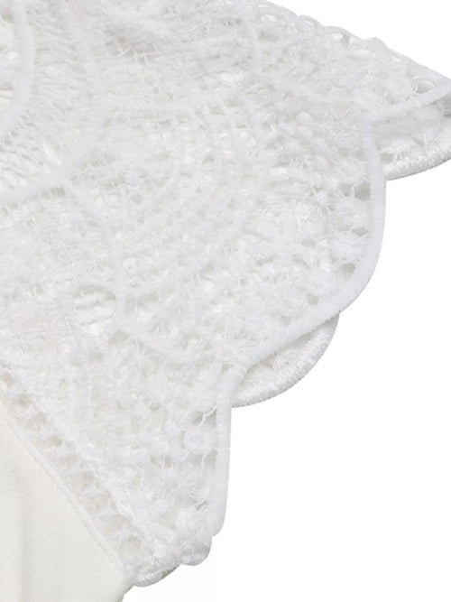 Lace Sleeve Notched Top