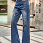 High Rise Bootcut Jeans with Pockets