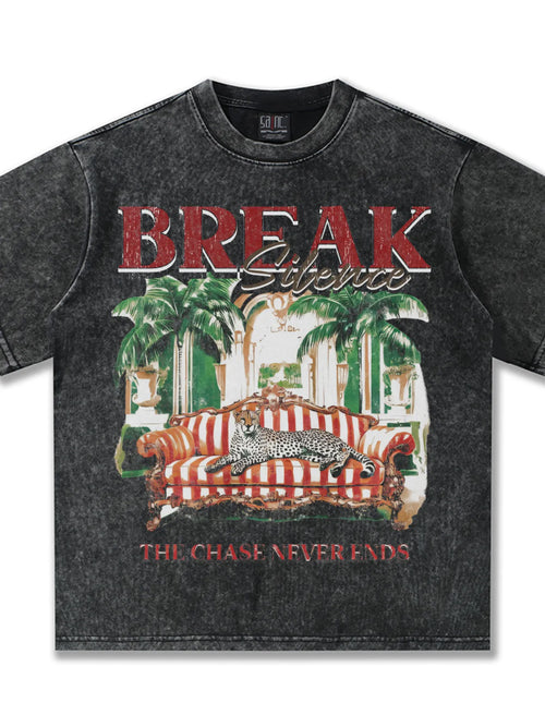 Men's BREAK SILENCE Graphic Round Neck Oversized T-Shirt