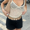 Crochet Knit Shell Hem Cami