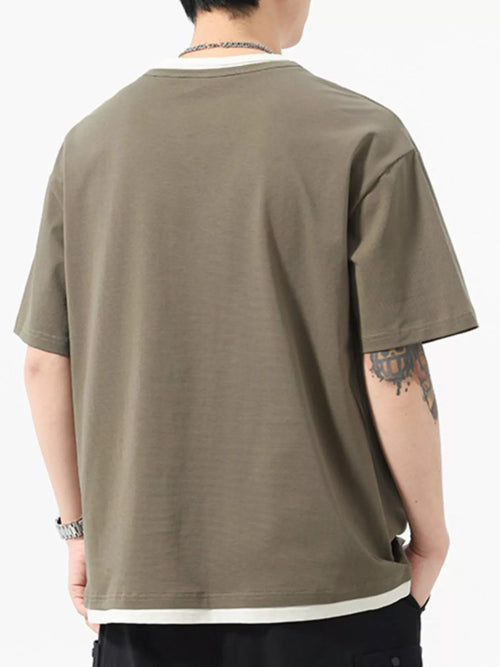 Men's Plus Size Contrast Trim Short Sleeve Tee