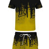 Men's Full Size Printed Short Sleeve Tee and Shorts Set Plus Size