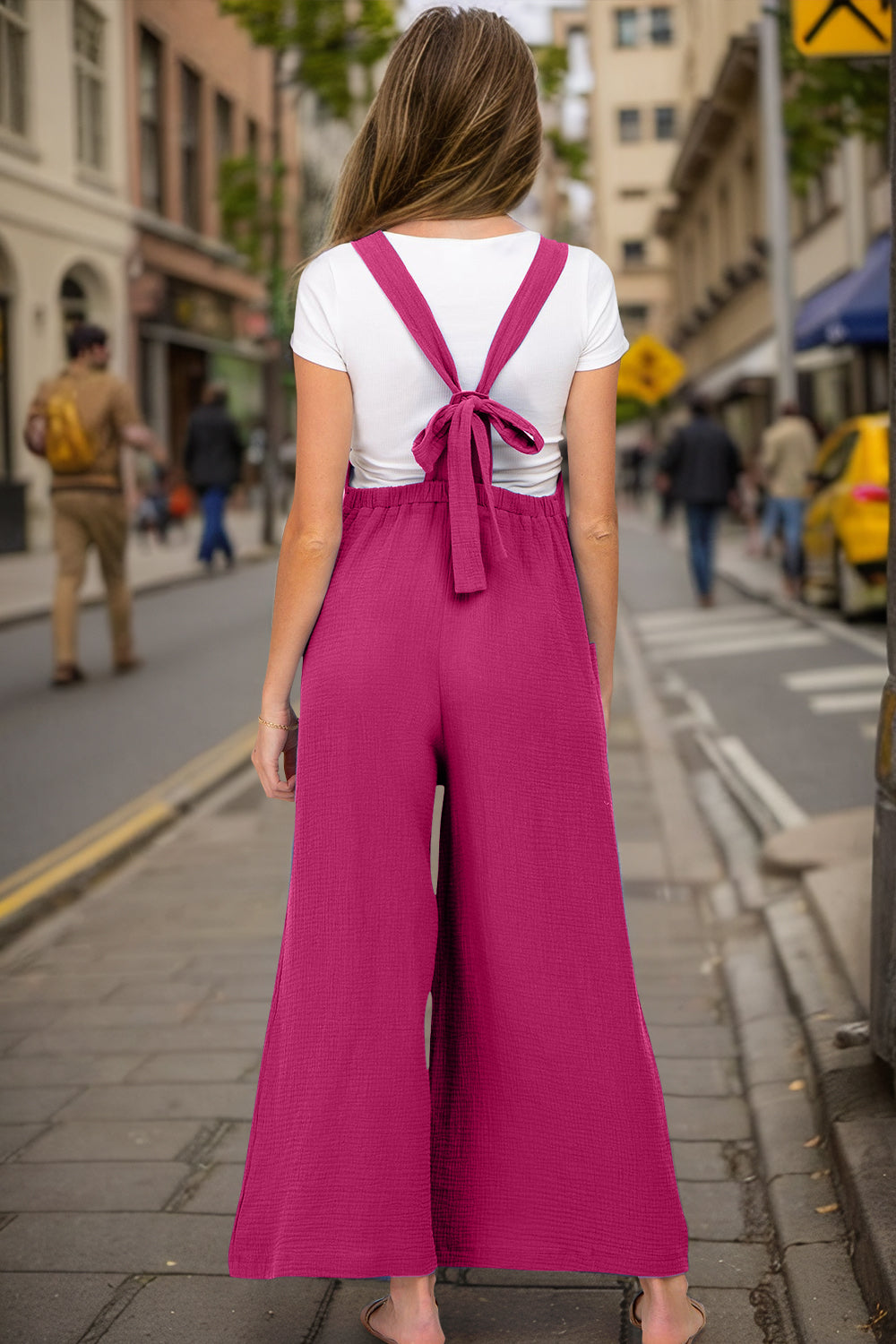 Double Take Full Size Wide Leg Overalls with Pockets