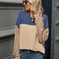 Double Take Contrast Round Neck Long Sleeve T-Shirt