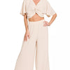 Zenana Woven Airflow Twisted Top & Wide Leg Pants Set