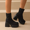 Round Toe Block Heels Boots
