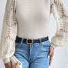 Mock Neck Lace Long Sleeve Top