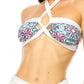 TWO PIECE FLORAL PRINTS CRISS CROSS HALTER BIKINI