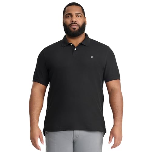 IZOD Men’s Big-and-Tall Advantage Performance Short-Sleeve Solid Polo Shirt, Black, 4X-Large