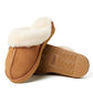 Dearfoams Womens Fireside Sydney Shearling Fur Indoor/Outdoor Scuff With Wide Widths Slipper, Chestnut, 8 US