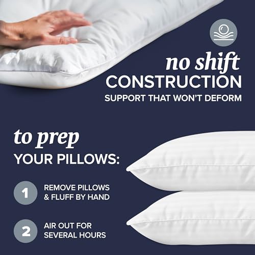 Beckham Hotel Collection Bed Pillows Standard / Queen Size Set of 2 - Original Down Alternative Pillow for Sleeping - Bedding for Back, Stomach or Side Sleepers