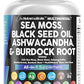 Sea Moss 3000mg Black Seed Oil 2000mg Ashwagandha 1000mg Turmeric 1000mg Bladderwrack 1000mg Burdock 1000mg & Vitamin C & D3 with Elderberry Manuka Dandelion Yellow Dock Iodine Chlorophyll ACV