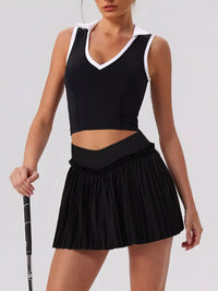 The Cleo Twist Top & Pleated Skirt Set