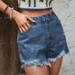 Distressed Raw Hem Denim Shorts