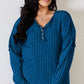 Basic Bae Full Size Ribbed Half Button Long Sleeve T-Shirt