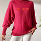 Heart Turtleneck Long Sleeve Sweater