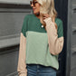 Double Take Contrast Round Neck Long Sleeve T-Shirt