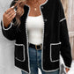 Perfee Pocketed Contrast Button Up Jacket