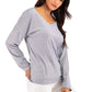 Perfee V-Neck Drop Shoulder Open Back Sweatshirt