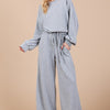 Ces Femme Boat Neck Long Sleeve Drawstring Jumpsuit