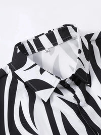 Men's zebra-print short-sleeve shirt and shorts set