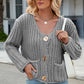 Round Neck Button Up Cardigan with Pockets